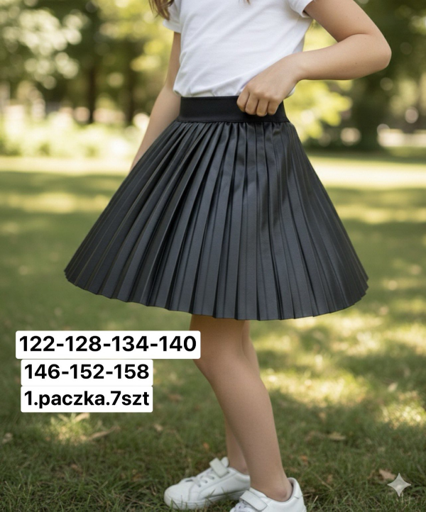 Spódnice dziewczęce Roz 122-158, 1 kolor Paczka 7 szt